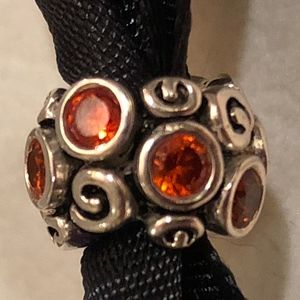 2 RETIRED PANDORA Silver & Orange CZ charm